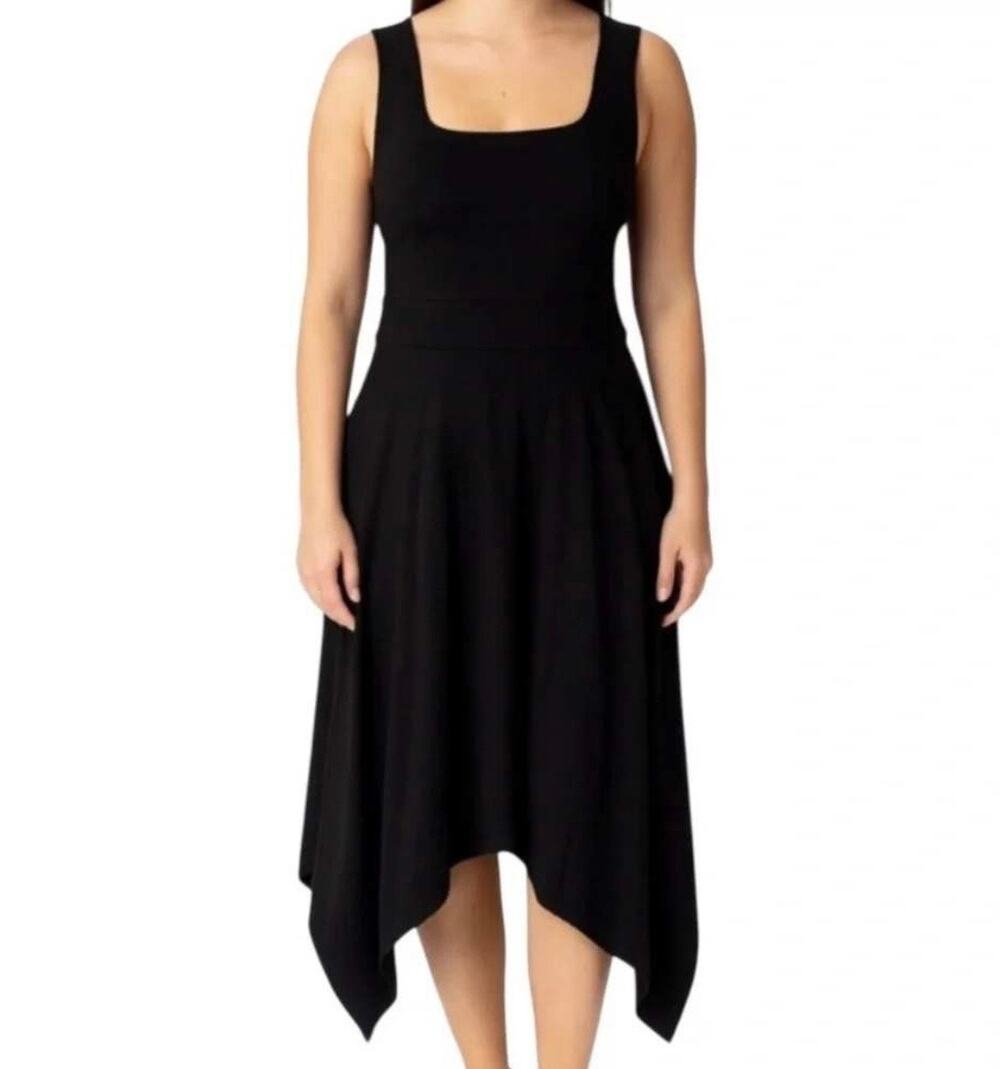 NWT Pact Square Neck Sleeveless Fit & Flare Handkerchief Midi Organic Dress Med